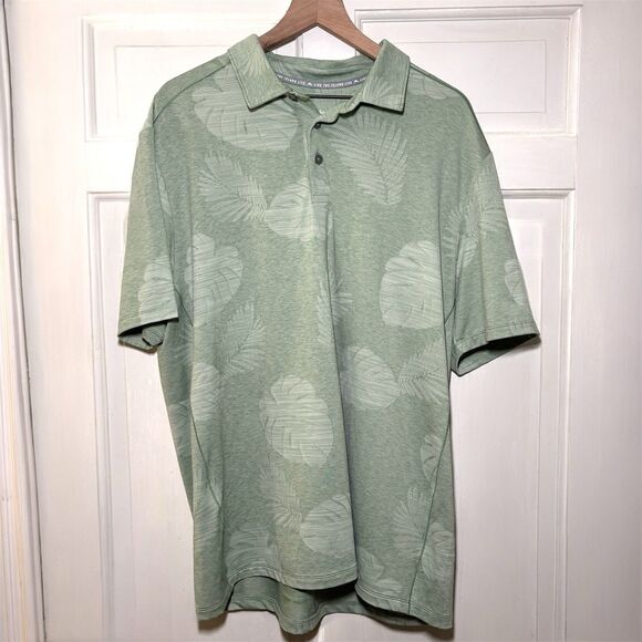 Tommy Bahama Performance Polo Shirt Men' XL Green Leaf Island Zone Tropical Golf - Picture 4 of 8